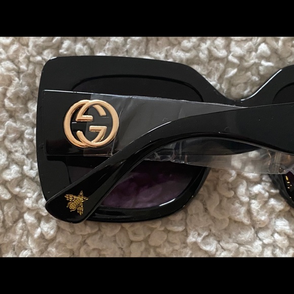 Gucci Sunglasses oversize 55/24 & Sunglass case, pouch, cleaning cloth w… - Picture 6 of 8